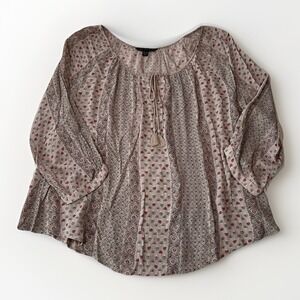 3/$25 SALE! American Eagle Women's Boho Floral Top XL 3/4 Sleeve Tassel Tie